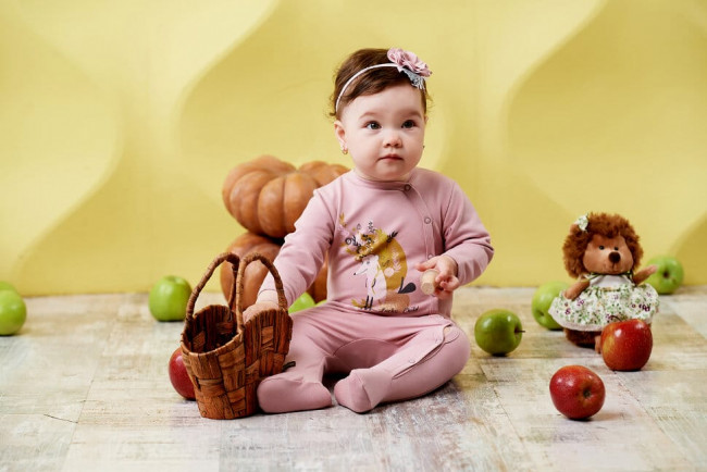 Комбинезон для девочки, розовый, Осенний лес