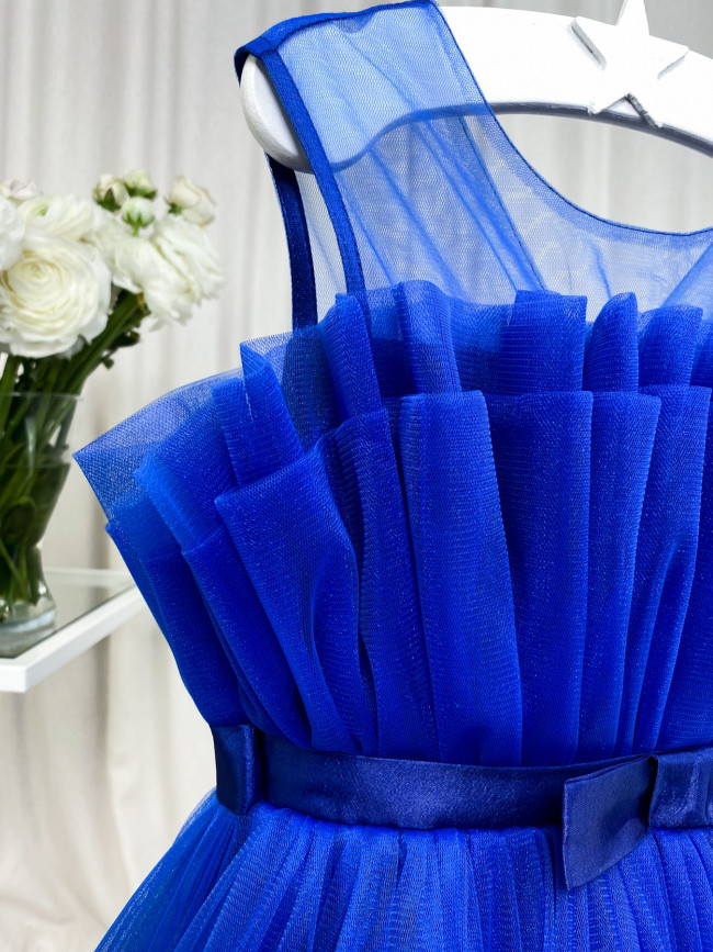 Нарядное детское синее платье, Лилия