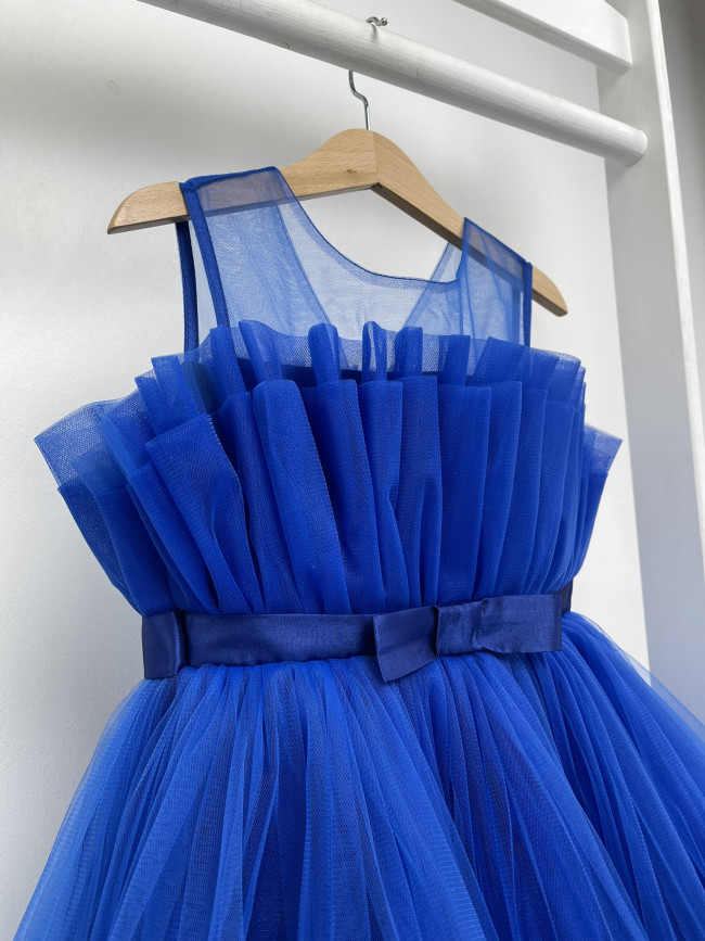 Нарядное детское синее платье, Лилия