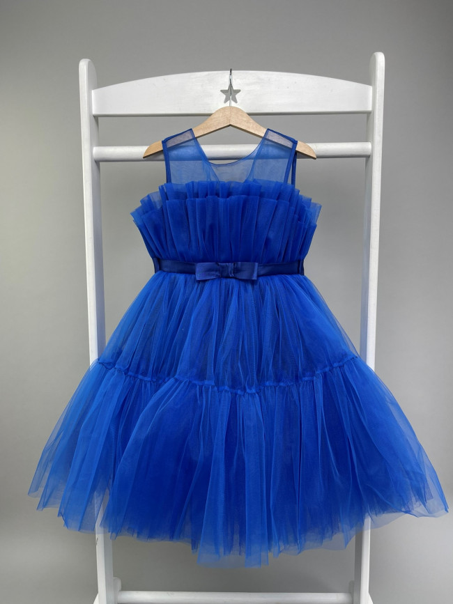 Нарядное детское синее платье, Лилия