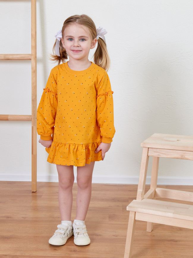 Платье детское с длинным рукавом, морошка, Северные ягоды Платье детское с длинным рукавом, морошка, Северные ягоды
