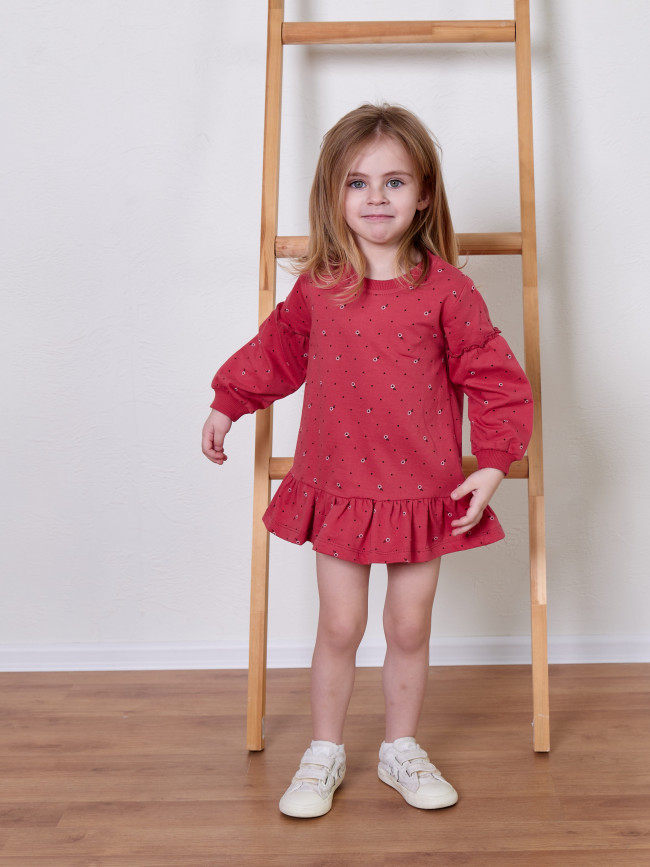 Платье детское с длинным рукавом, брусника, Северные ягоды Платье детское с длинным рукавом, брусника, Северные ягоды