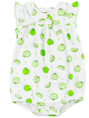 Боди детское с коротким рукавом, Яблочки, зеленое