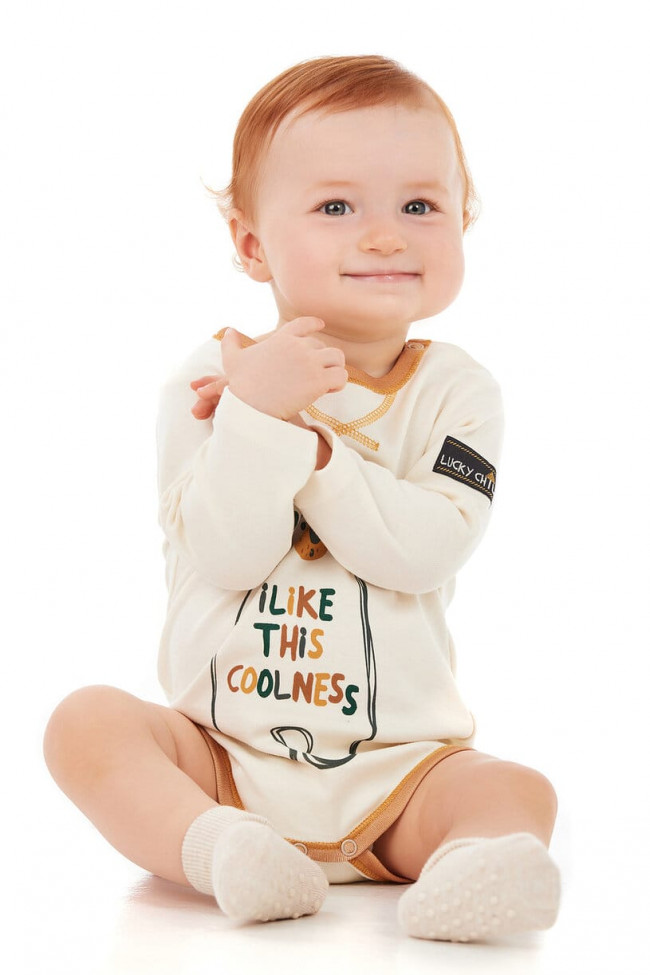 Боди детский, бежевый, Зимние каникулы Боди детский, бежевый, Зимние каникулы