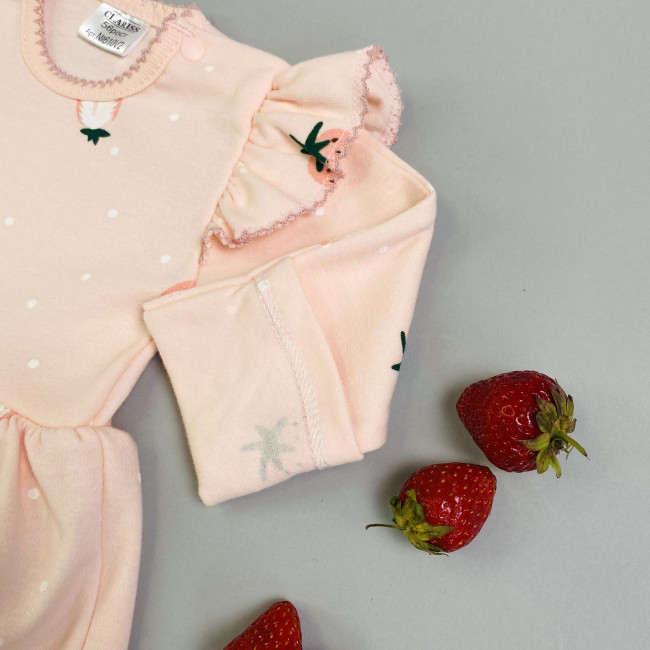 Боди-платье, розовое, Клубнички Боди-платье, розовое, Клубнички