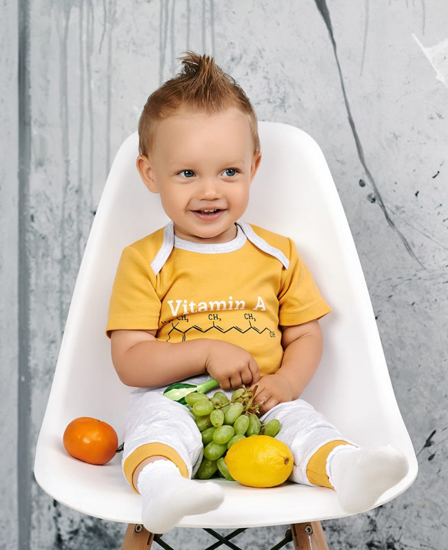 Боди детский с коротким рукавом, карри, Витамин