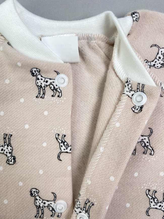 Боди детский фланелевый, какао, Далматинцы