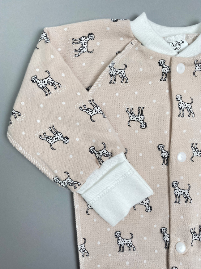 Боди детский фланелевый, какао, Далматинцы