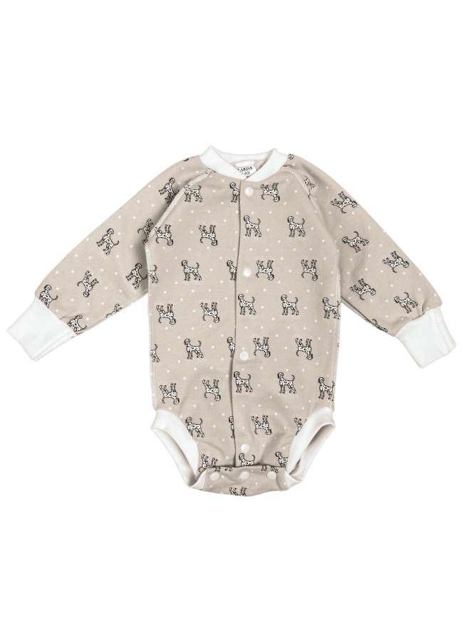 Боди детский фланелевый, какао, Далматинцы