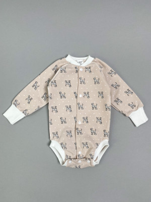 Боди детский фланелевый, какао, Далматинцы