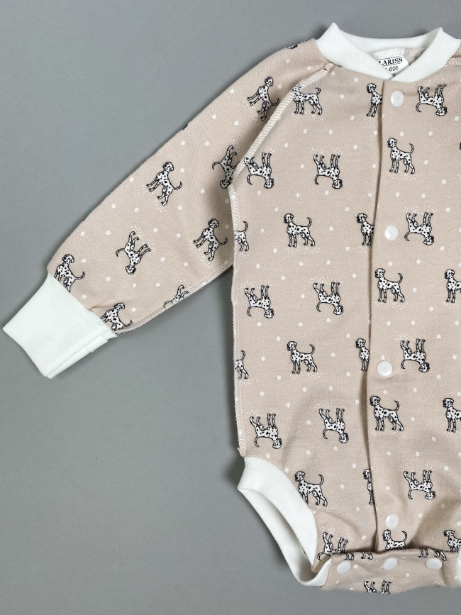 Боди детский фланелевый, какао, Далматинцы