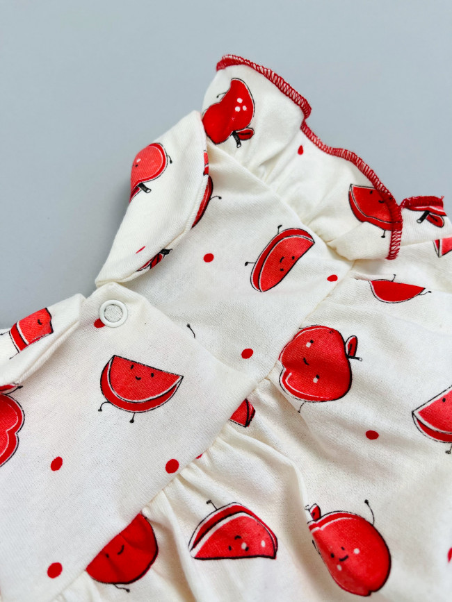 Боди детское с коротким рукавом, Яблочки, красное