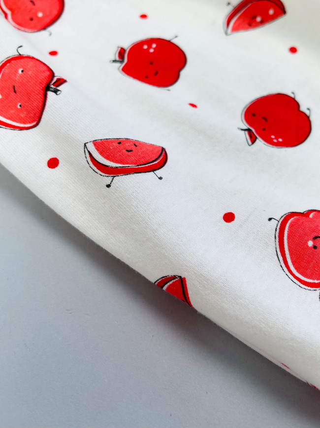 Боди детское с коротким рукавом, Яблочки, красное