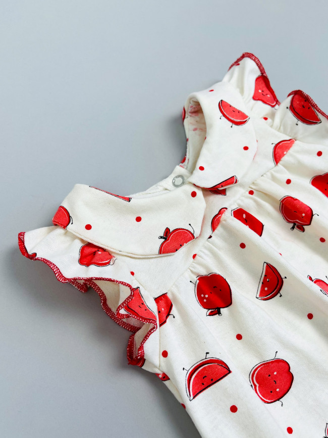 Боди детское с коротким рукавом, Яблочки, красное