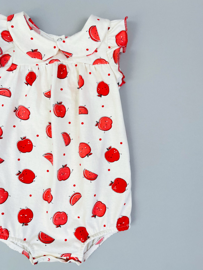 Боди детское с коротким рукавом, Яблочки, красное