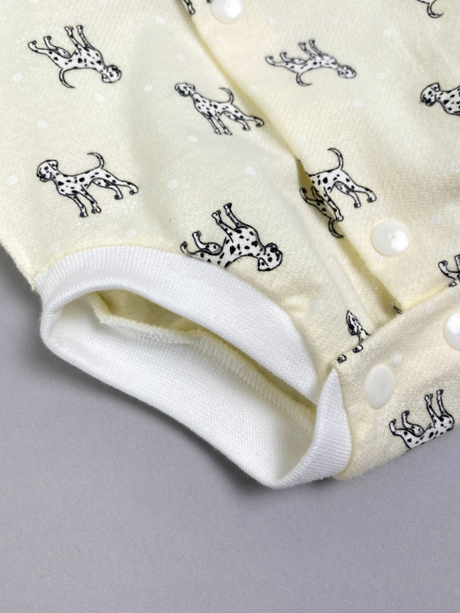Боди детский фланелевый, желтый, Далматинцы