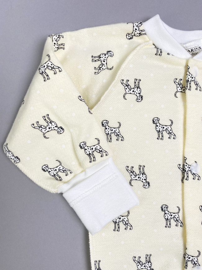 Боди детский фланелевый, желтый, Далматинцы