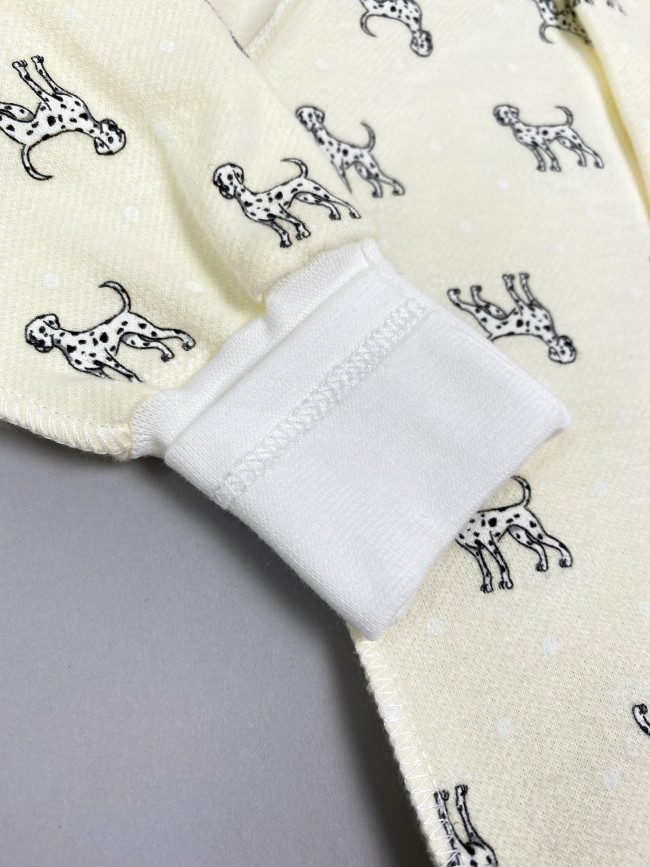 Боди детский фланелевый, желтый, Далматинцы