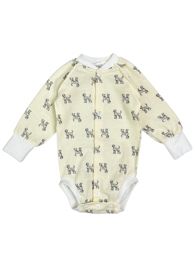 Боди детский фланелевый, желтый, Далматинцы