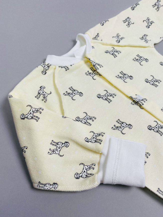 Боди детский фланелевый, желтый, Далматинцы