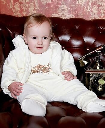 Костюм детский на синтепоне, штанишки и курточка, экрю, Велюр