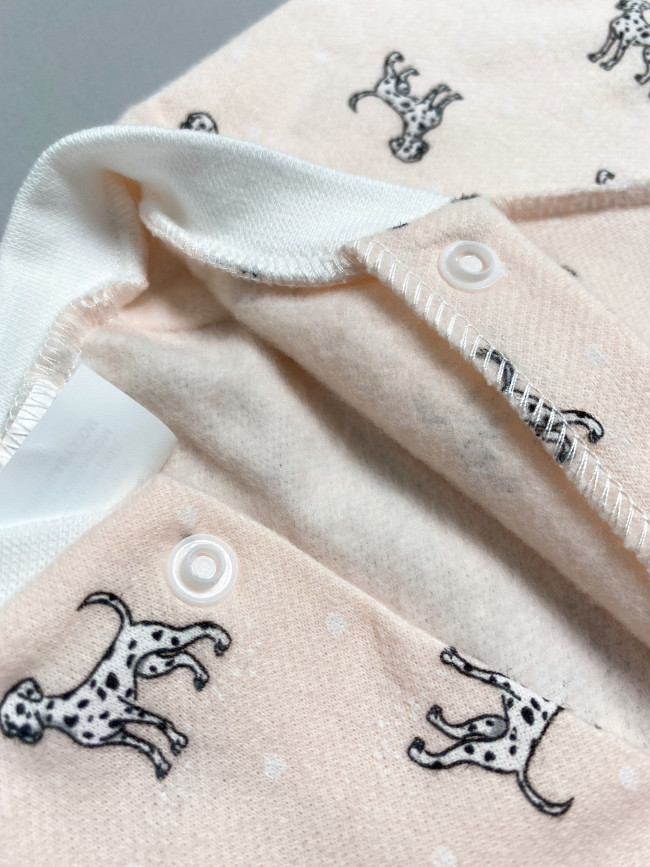 Боди детский фланелевый, розовый, Далматинцы