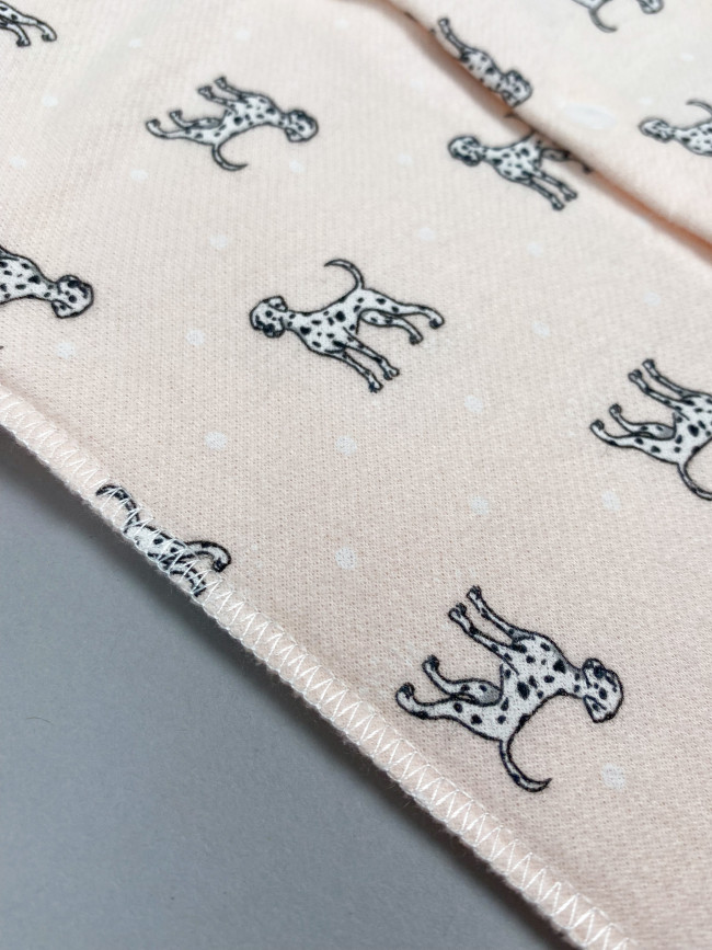 Боди детский фланелевый, розовый, Далматинцы