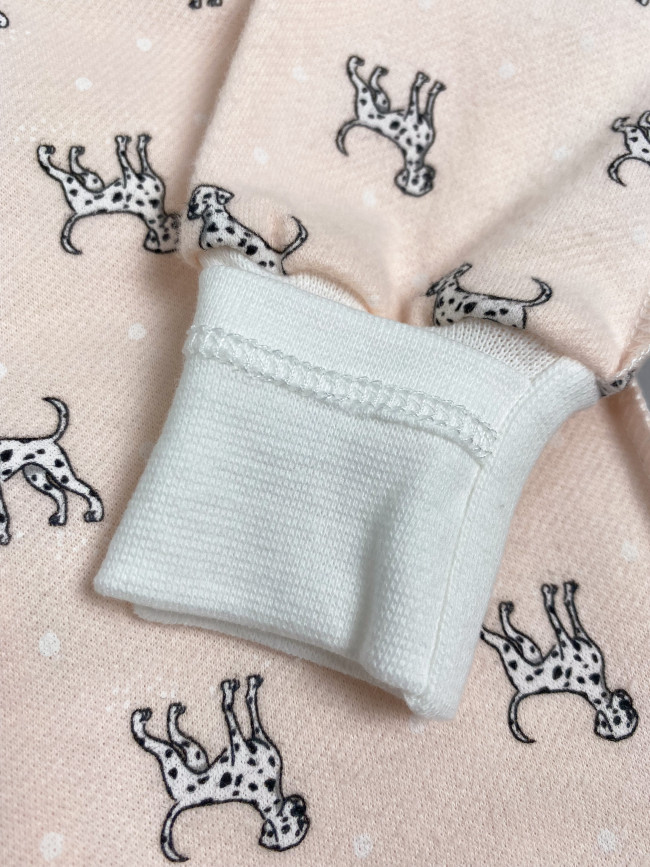 Боди детский фланелевый, розовый, Далматинцы