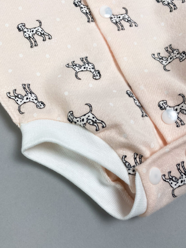 Боди детский фланелевый, розовый, Далматинцы