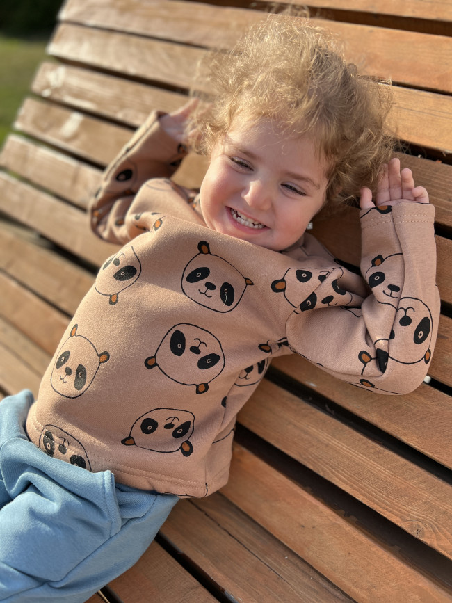 Утепленный детский джемпер, бежевый, Пандочки