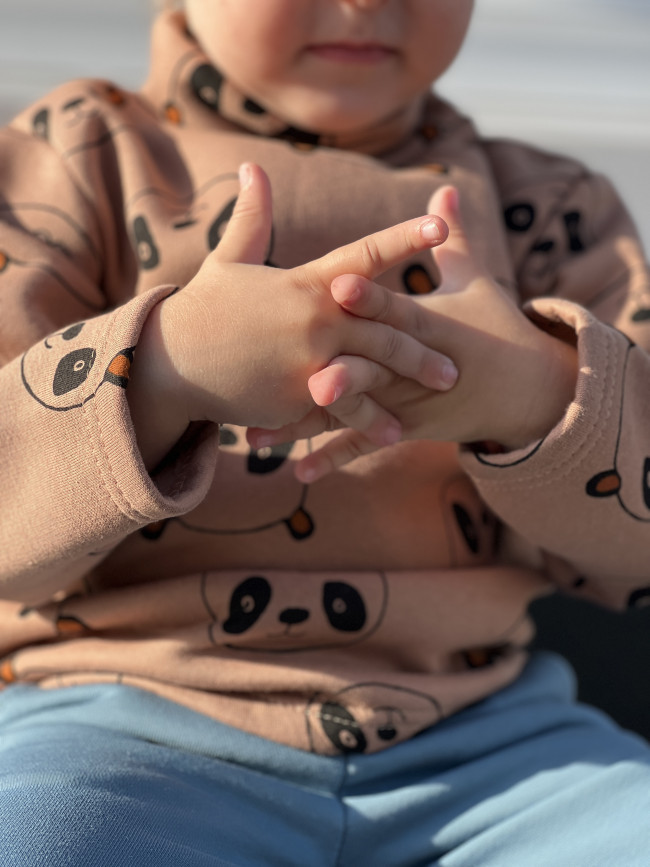 Утепленный детский джемпер, бежевый, Пандочки