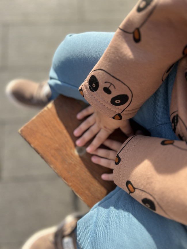 Утепленный детский джемпер, бежевый, Пандочки