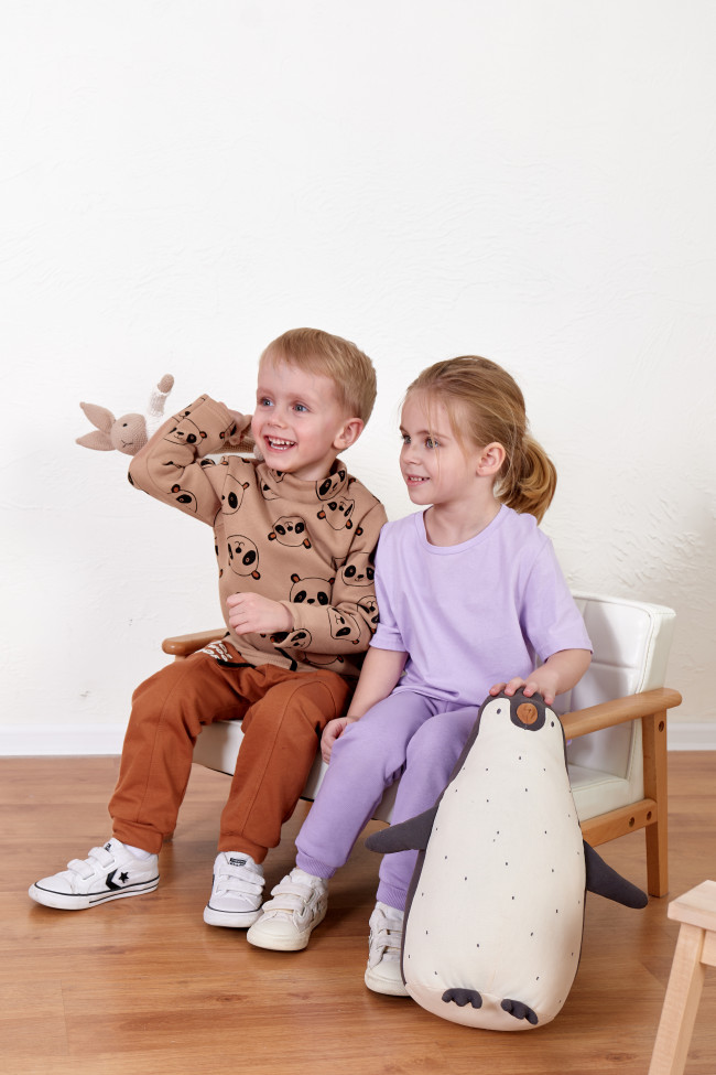 Утепленный детский джемпер, бежевый, Пандочки Утепленный детский джемпер, бежевый, Пандочки