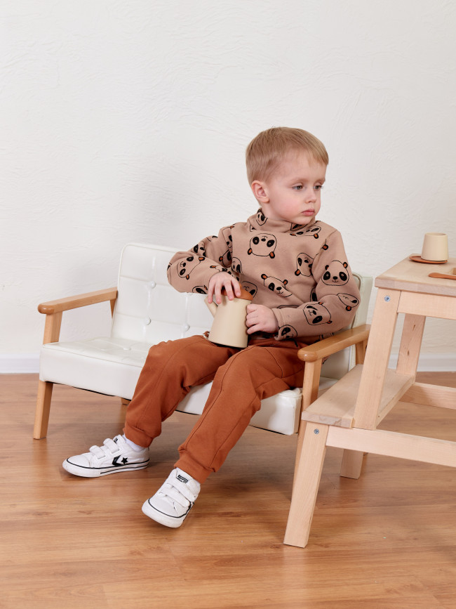 Утепленный детский джемпер, бежевый, Пандочки Утепленный детский джемпер, бежевый, Пандочки