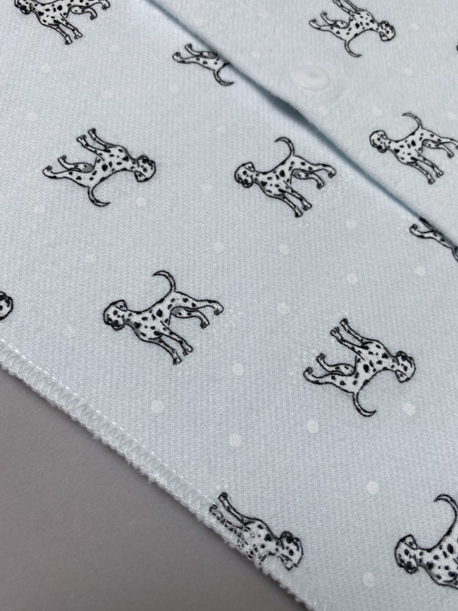 Боди детский фланелевый, голубой, Далматинцы