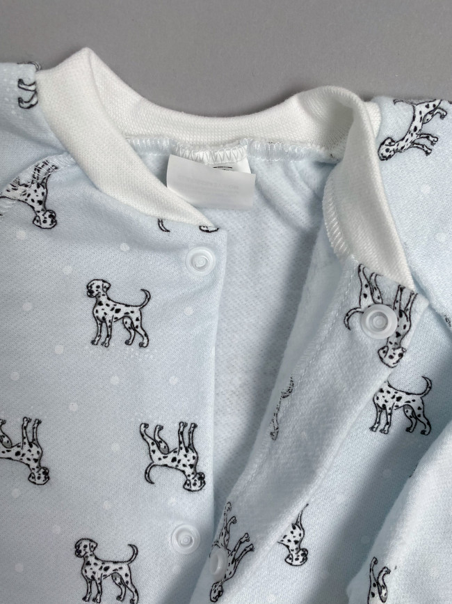 Боди детский фланелевый, голубой, Далматинцы
