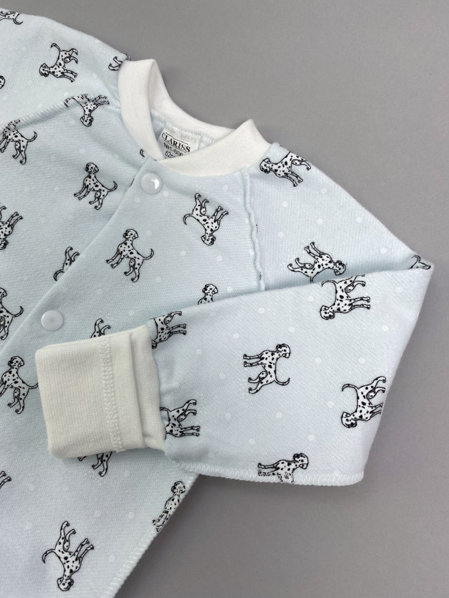 Боди детский фланелевый, голубой, Далматинцы