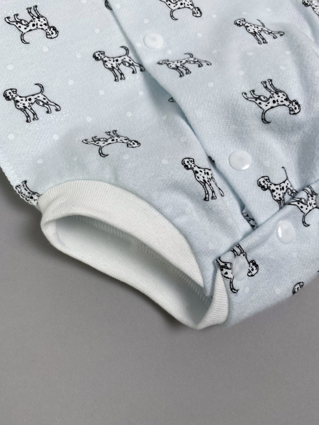 Боди детский фланелевый, голубой, Далматинцы