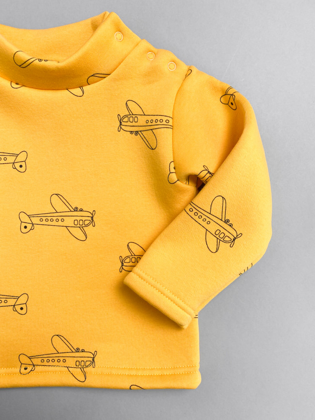 Утепленный детский джемпер, желтый, Самолетики Утепленный детский джемпер, желтый, Самолетики