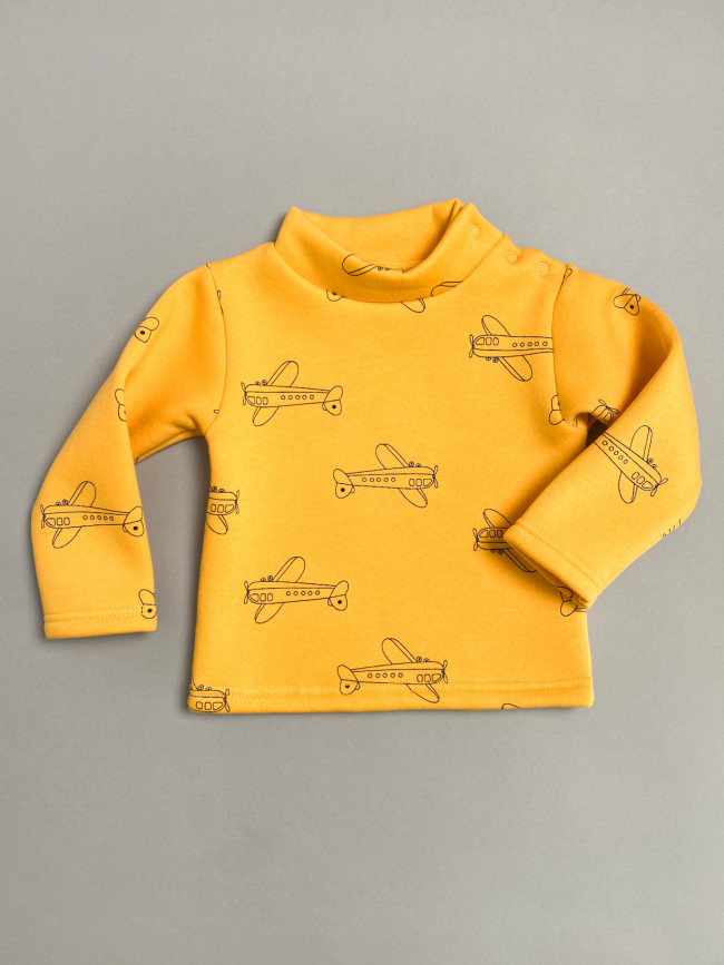 Утепленный детский джемпер, желтый, Самолетики Утепленный детский джемпер, желтый, Самолетики