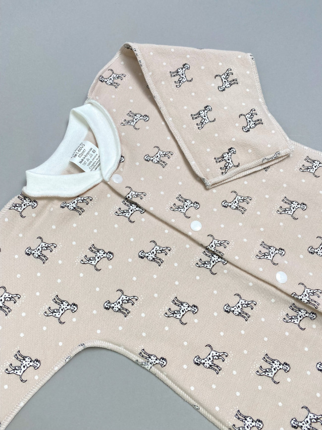 Комбинезон детский фланелевый, какао, Далматинцы Комбинезон детский фланелевый, какао, Далматинцы