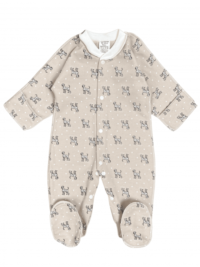 Комбинезон детский фланелевый, какао, Далматинцы Комбинезон детский фланелевый, какао, Далматинцы