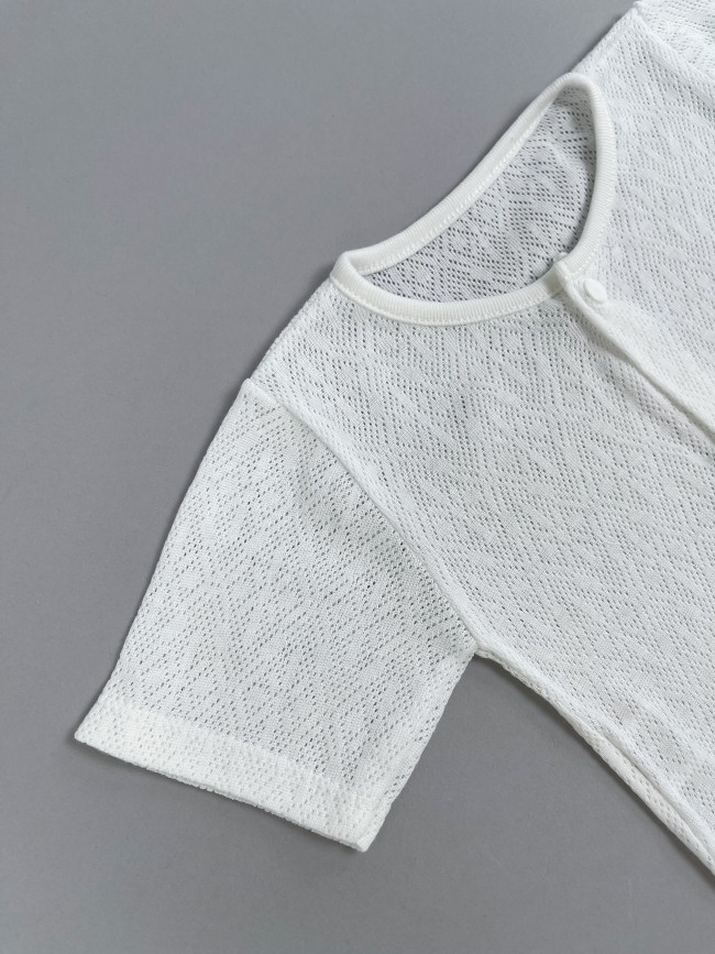 Песочник детский с коротким рукавом, Пушинка, молочный