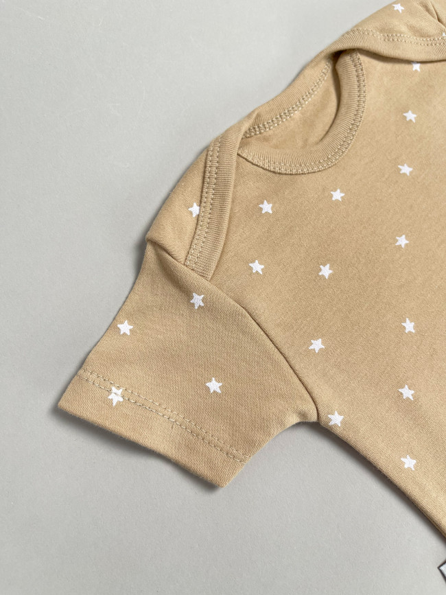 Набор боди лодочек с коротким рукавом, Звездочки, какао