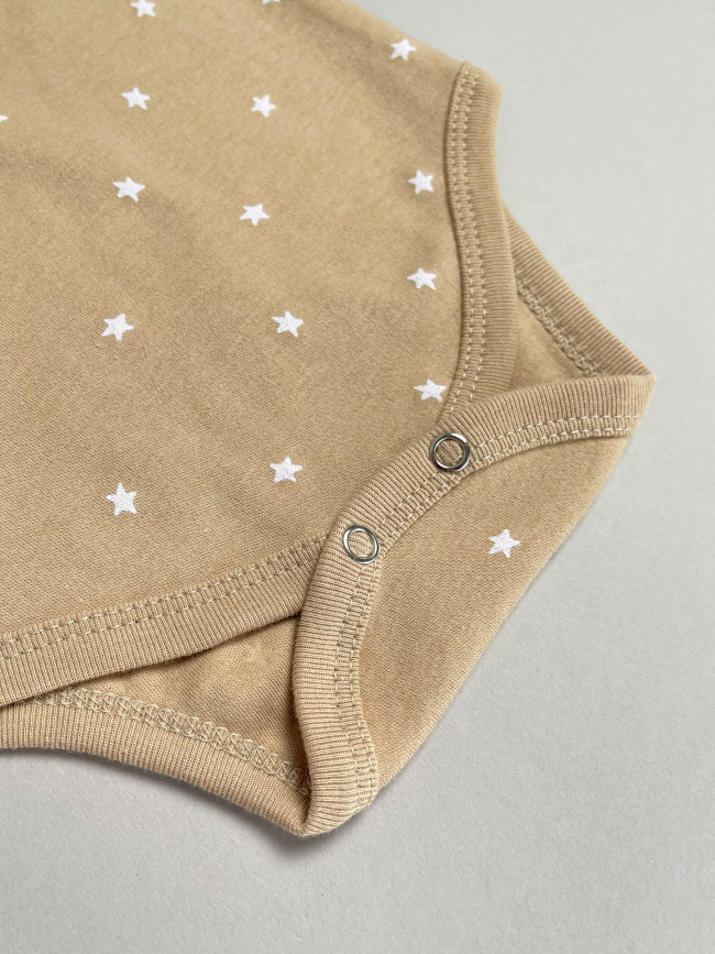 Набор боди лодочек с коротким рукавом, Звездочки, какао