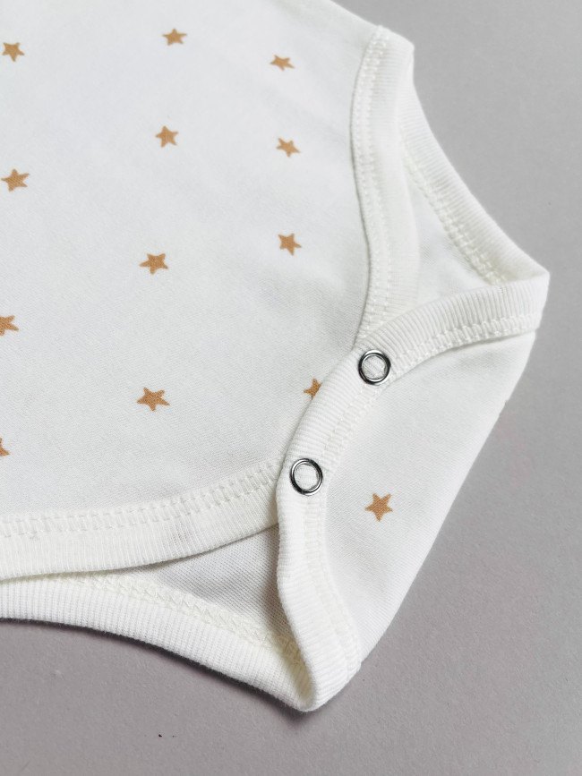 Набор боди лодочек с коротким рукавом, Звездочки, какао