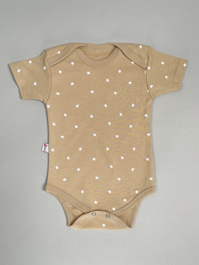 Набор боди лодочек с коротким рукавом, Звездочки, какао