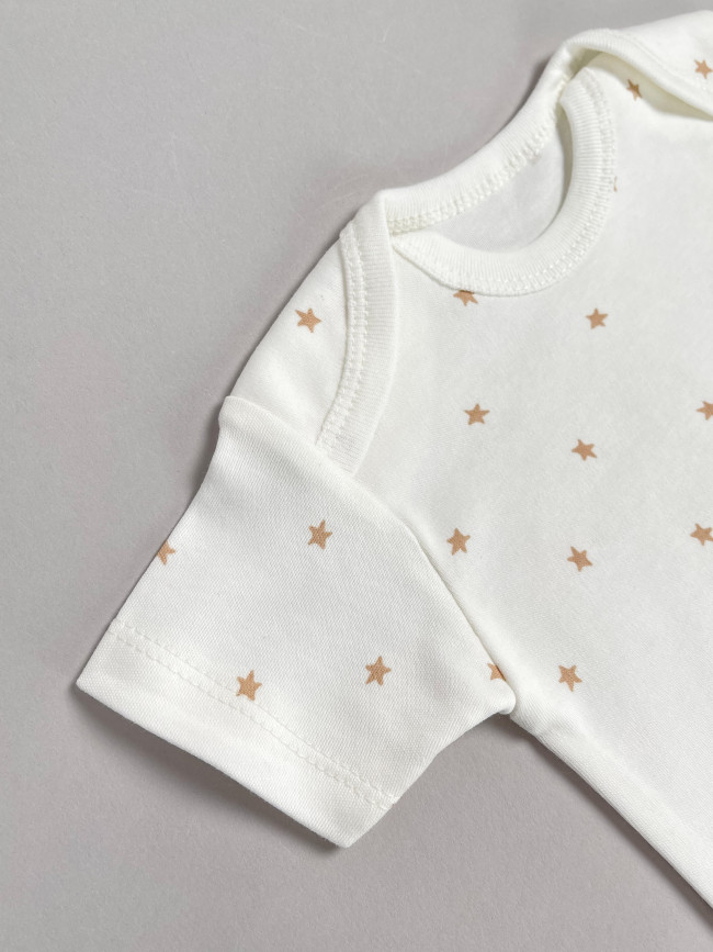 Набор боди лодочек с коротким рукавом, Звездочки, какао