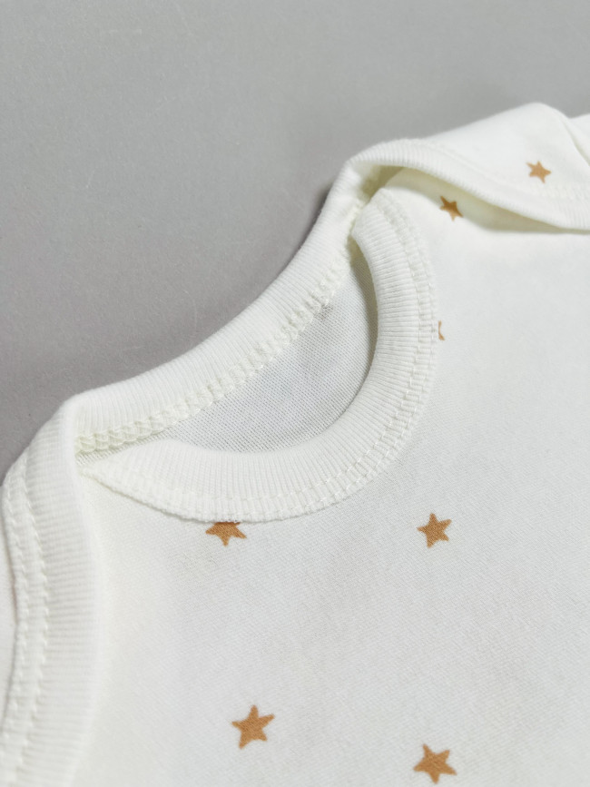 Набор боди лодочек с коротким рукавом, Звездочки, какао