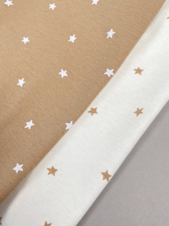 Набор боди лодочек с коротким рукавом, Звездочки, какао